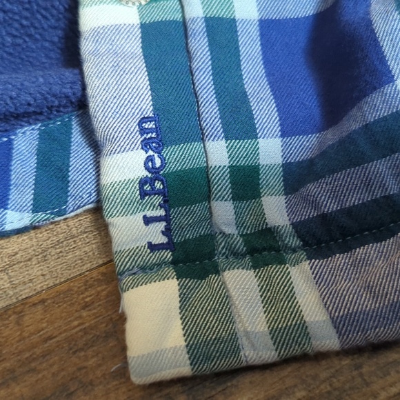 L.L. Bean Fleece-Lined Flannel Shirt, Snap-Front Plaid Size Small in Blue/Green - Picture 12 of 12